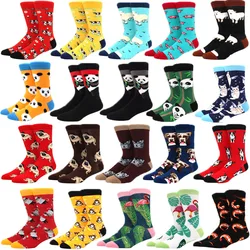 Chaussettes colorées en coton pour hommes, art imprimé, mignon, animal, panda, vache, mouton, bouledogue, mode Harajuku, heureux, amusant, printemps