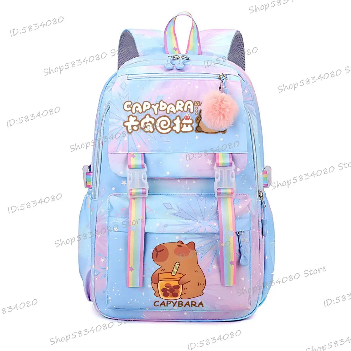 

Youth School Backpacks Capybara Lover Fashion Daily Bagpack Cute Capybara Drinking Boba Tea Print School Bags for Teenage Girls