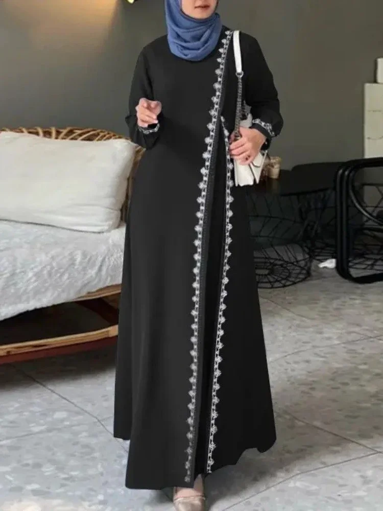 Abaya de renda longa com cinto para mulheres, Eid, Ramadã, vestido muçulmano, Kaftan marroquino, Dubai Robe, Kaftan, Abaya, Ramadã, 2024