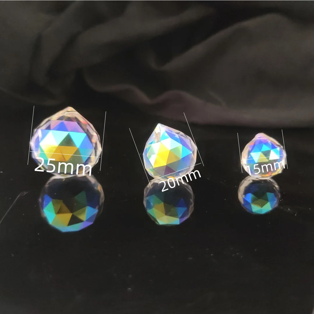 Camal 5PCS 15/20/25mm K9 Crystal Ball AB Color Faceted Prisms  Suncatcher Chandelier Pendant Lighting Lamp Curtain Hanging DIY