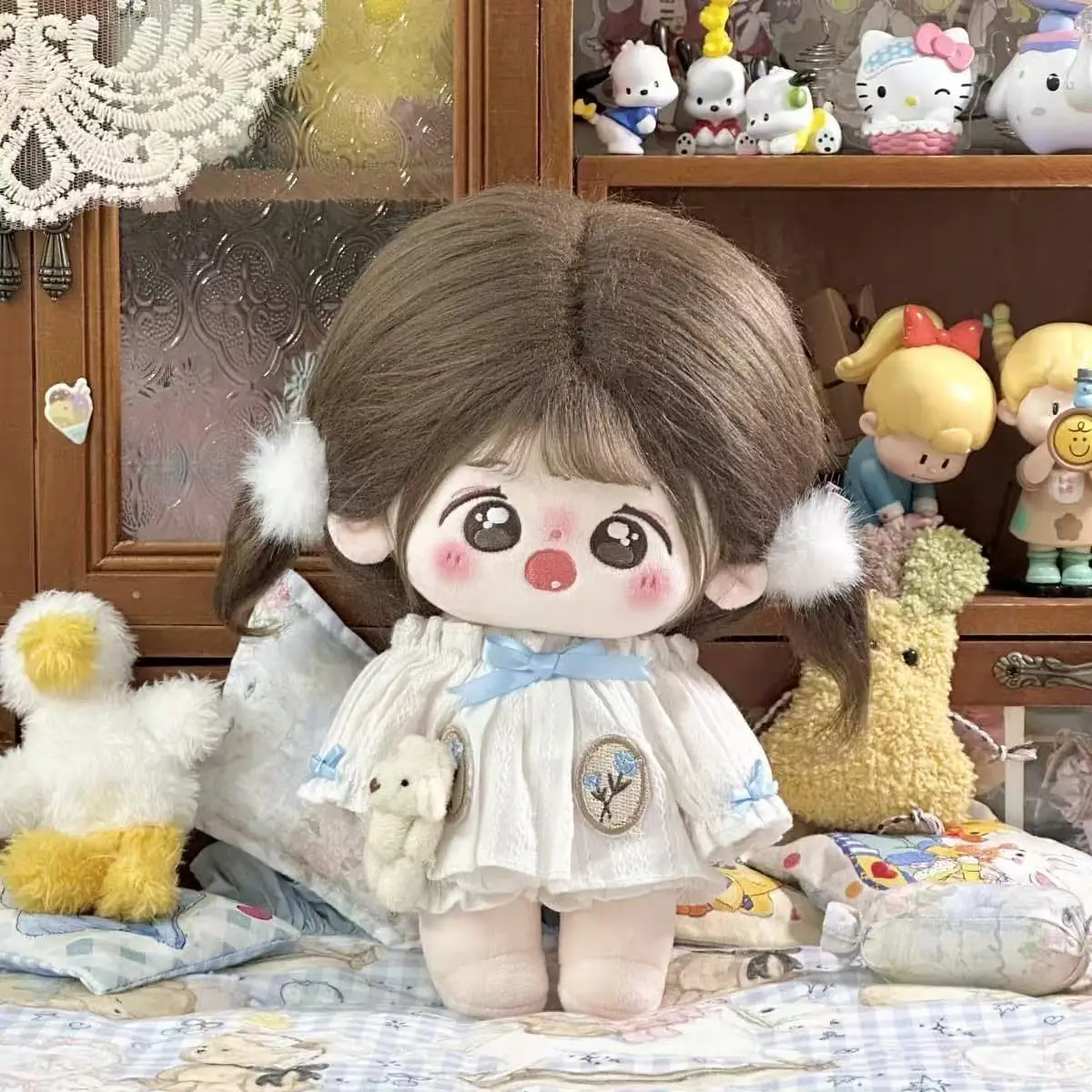 Cute 20cm Plush Doll Hanfu Set Princess Skirt Traditional Chinese Style Outfit Removable Doll Clothes Gift