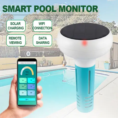 Medidor Inteligente de Cloro Tuya WIFI 7 em 1, Medidor de PH, ORP, Sólidos Dissolvidos Totais, Salinidade, Temperatura e Teste de CL para Teste de Água de Piscina