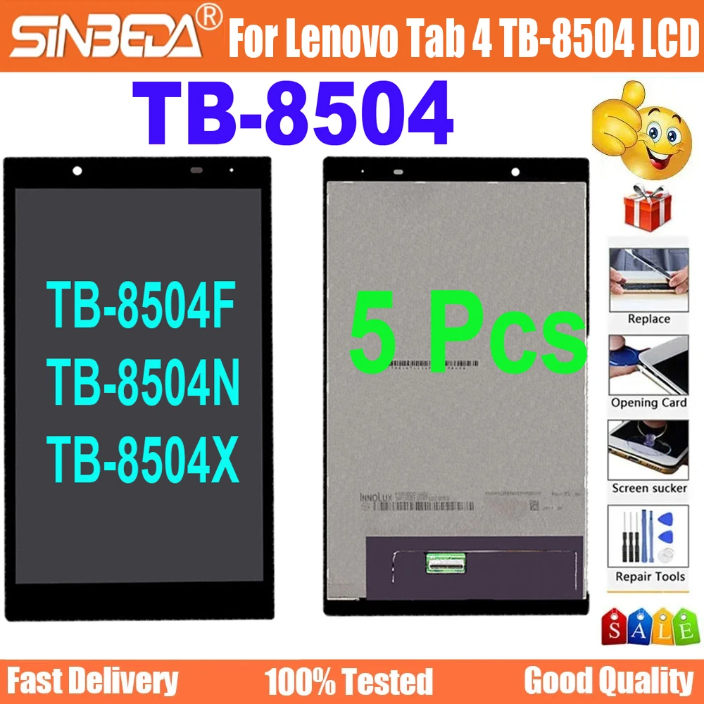 

Touch Screen Digitizer Assembly, Free Tools, AAA + LCD, 8 ", For Lenovo Tab 4 8504 TB-8504 TB-8504F TB-8504X TB-8504N, 5Pcs