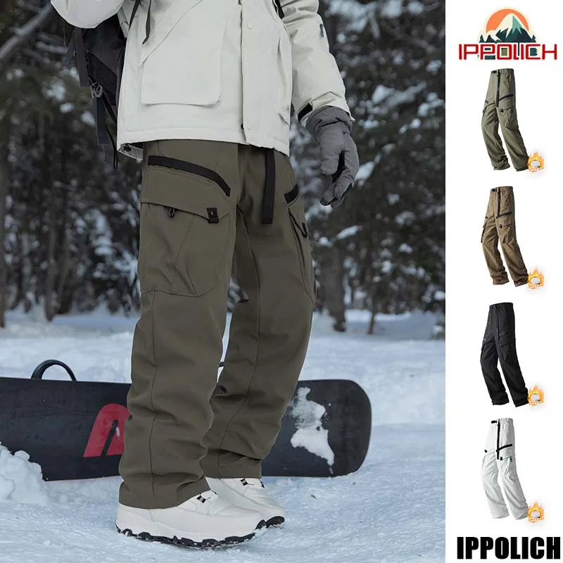 

Winter Three-Tn-One Down Hiking Pants Men Windproof Waterproof Antifouling 90 White Duck Down Removable Liner Outdoor Sport Pant