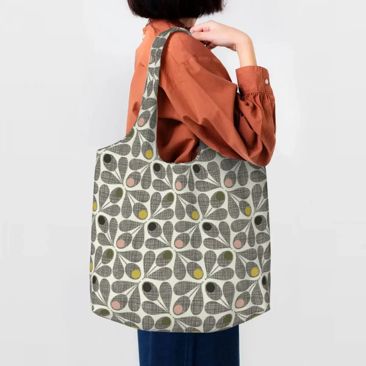 

Custom Scribble Acorn Cup Slate Orla Kiely Print Shopping Tote Bags Recycling Groceries Canvas Shopper Shoulder Bags Handbags