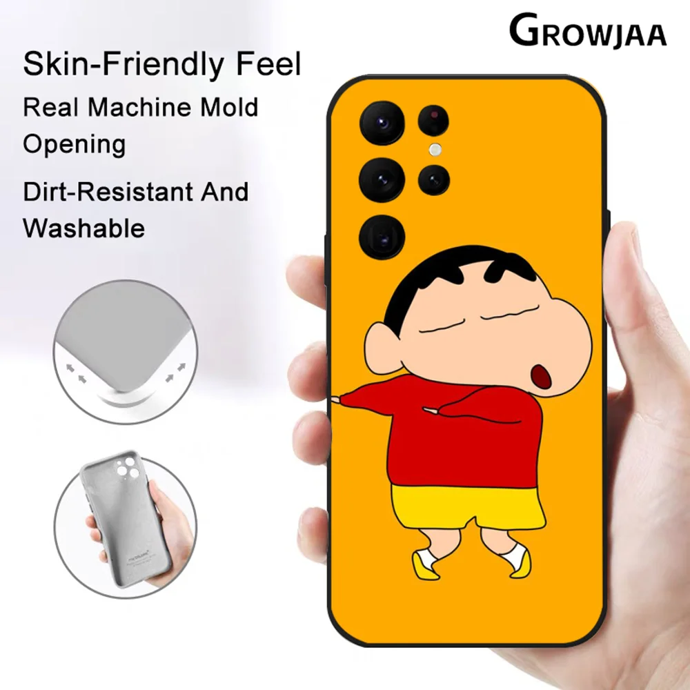 C-Crayon S-Shin-chan Cute Cartoon Phone Case for Samsung Galaxy S24 Ultra S22 S23 Ultra S21 S20 5G Protective Silicone TPU Funda