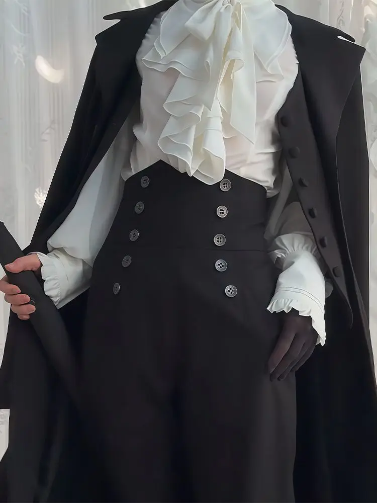 Harajuku Gothic Lolita Casual Coat Women Vintage Japanese Style Dlouhý rukáv Bunda Y2k Mid-Length Volné Topy Mujer - náhled 4