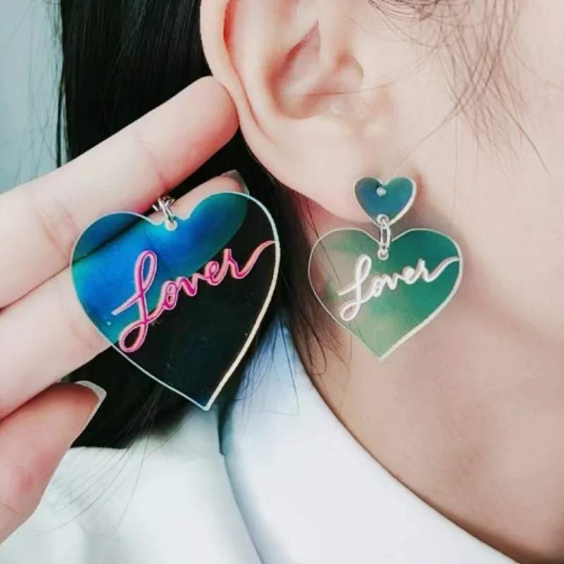 2023 New Symphony Transparent Acrylic Earrings Fashion Personality Sweet Love Rainbow Women Jewelry