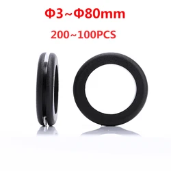 Black Rubber Seal Double Sided Protective Coil Out Hole Wire O-ring 3~80mm For Protects Wire Cable Hardware Tools Rubber Grommet