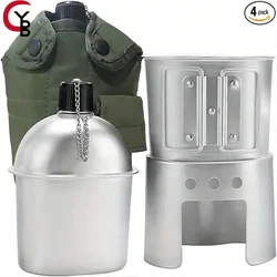 1 Set, Aluminium-Wasserkantinenbecher und Aufbewahrungstasche, tragbare Wasserflasche für Outdoor-Sport, Camping, Wandern, Reisen