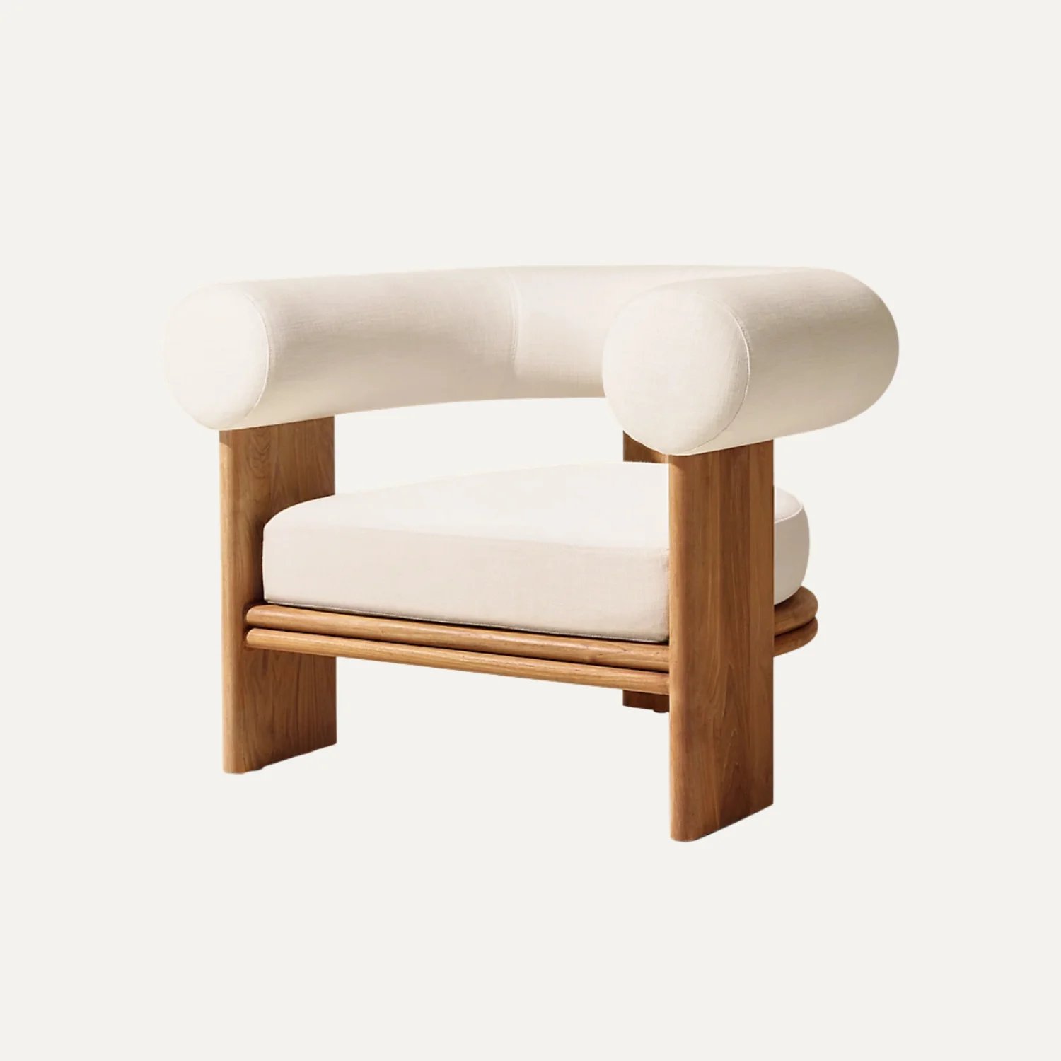Modern Tropical Design Solid Teak Wood Frame Upholstered Leisure Chair Eco-Friendly Waterproof Cover for Outdoor Home Hotel Use