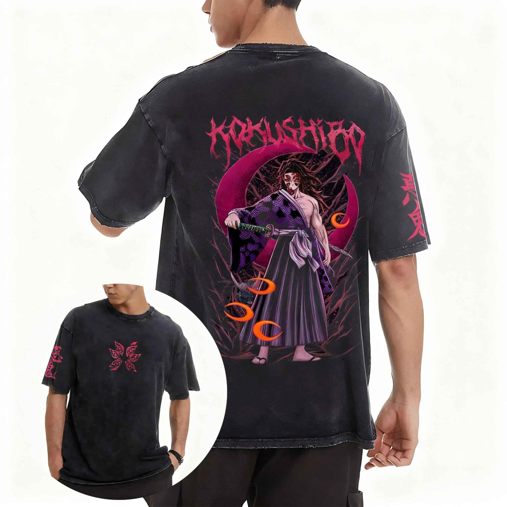 شيطان القاتل خمر غسلها تي شيرت الرجال المتضخم النساء قصيرة الأكمام المحملة رداء علوي غير رسمي الشارع الشهير الصيف العصرية الجديدة للجنسين Harajuku