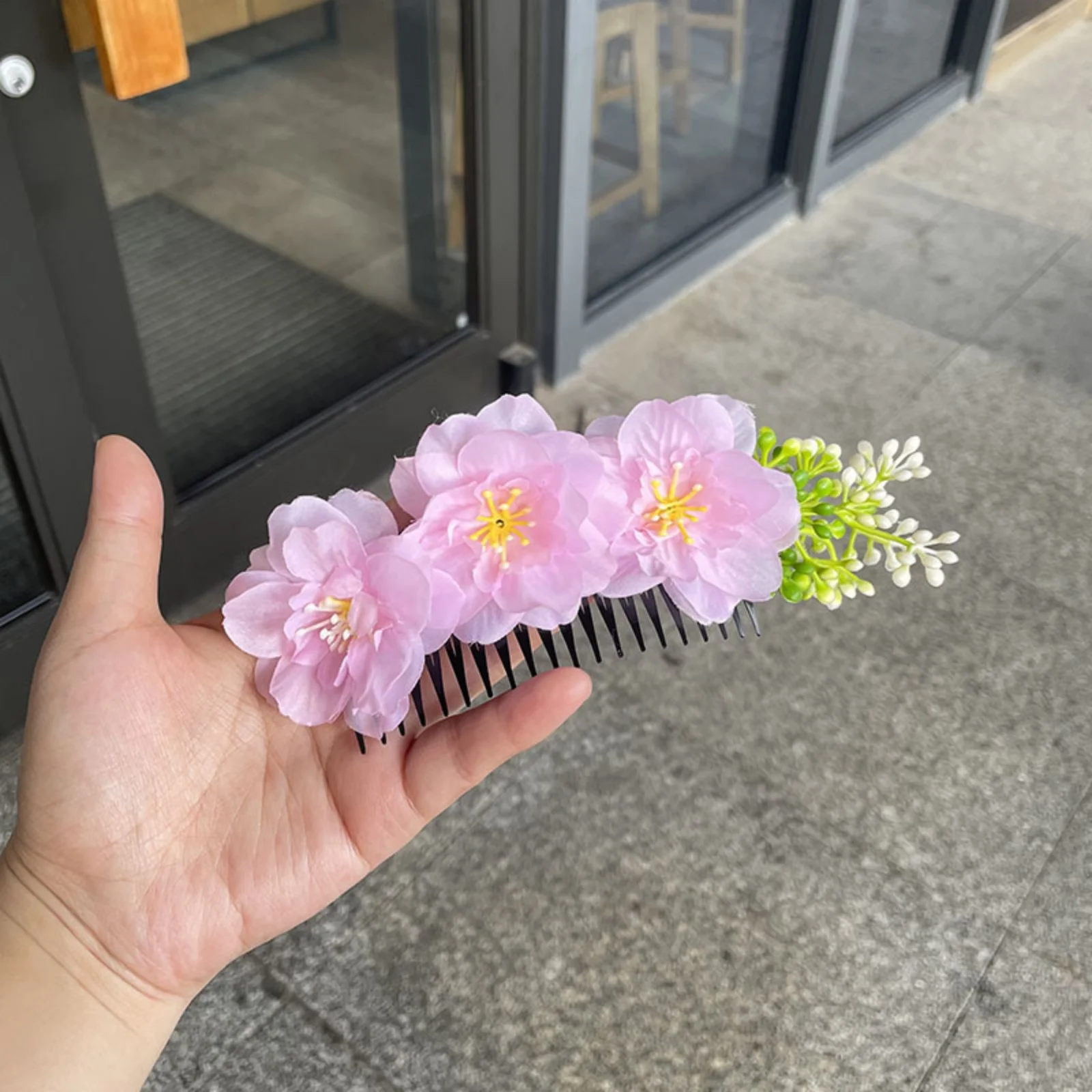 Artificial Flower Hair Comb, Sweet Floral Hair Side Piece, Elegant Bridal Hair Accessories For Wedding Party Traditional Hanfu
