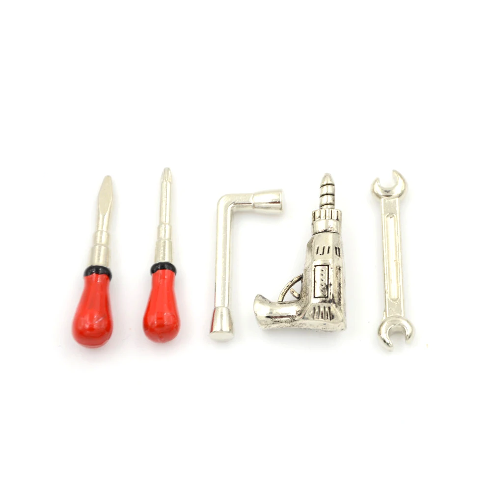 5 stuks 1:12 schaal miniatuur metalen handgereedschapset poppenhuisaccessoires