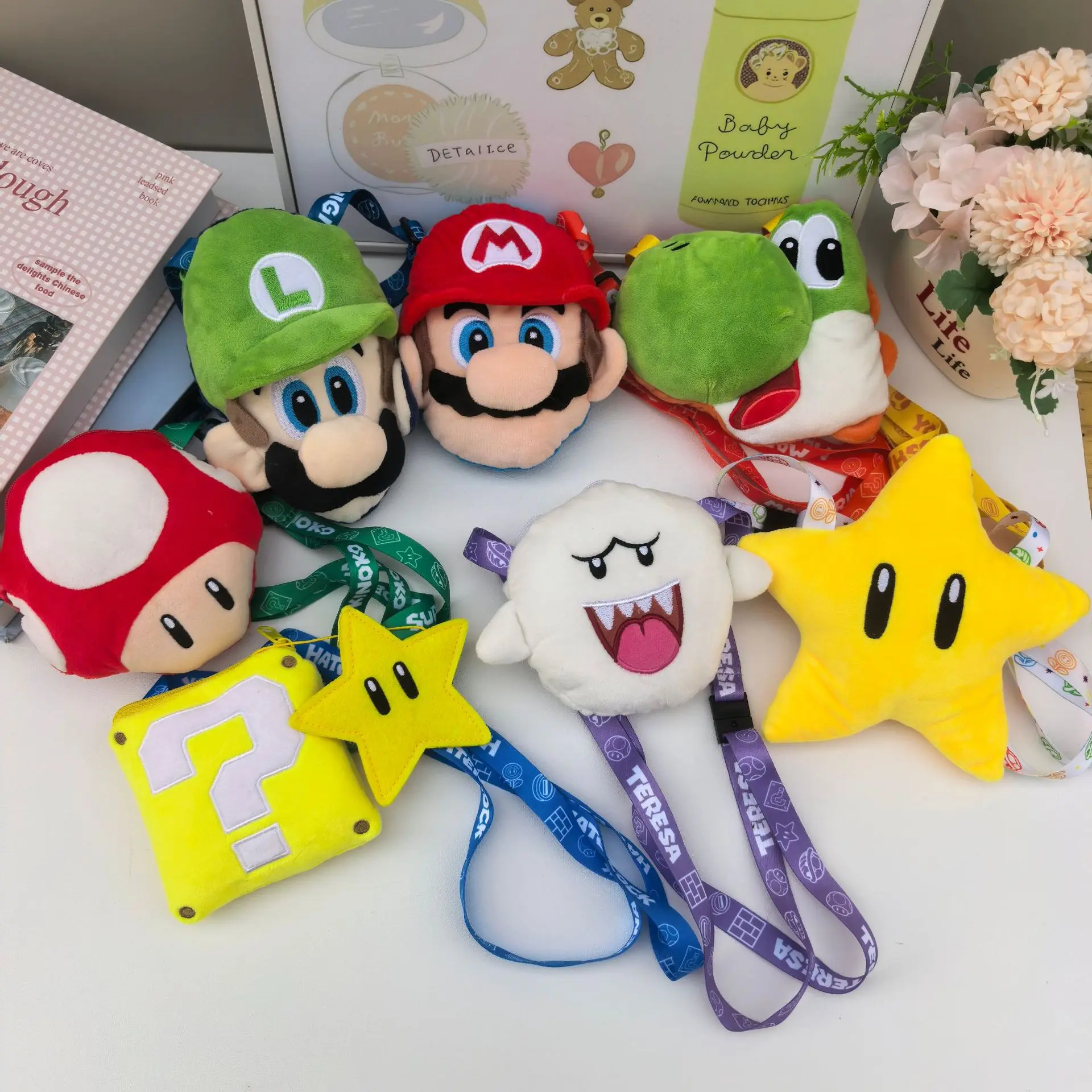 Cute Super Mario cartoon plush coin purse game anime peripheral crossbody storage bag