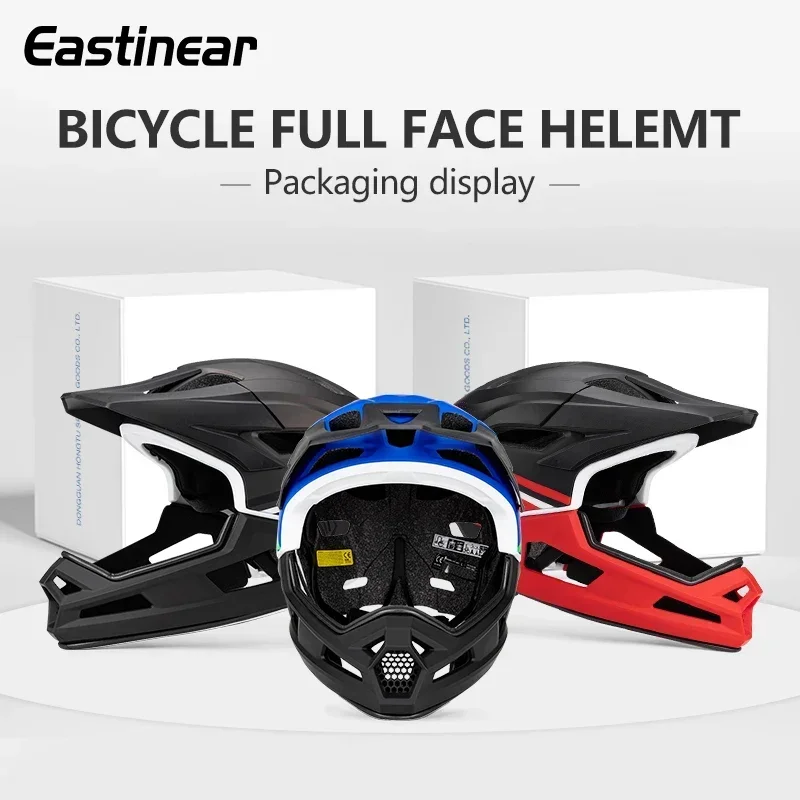 Eastinear High Quality Adult Mountain Bike Full Face Removable Lightweight Breathable Sports Downhill MTB Road Riding Helmet