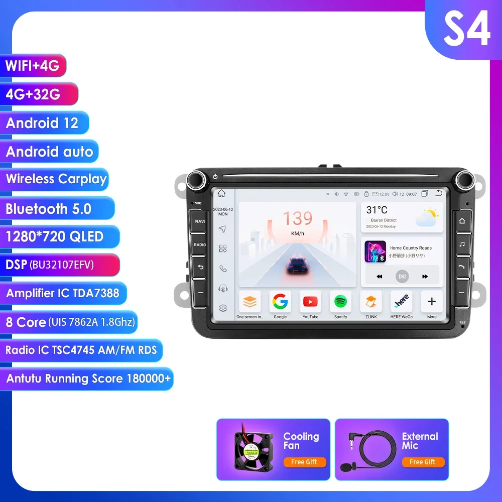 Hizpo 2 Din Android Auto Autoradio voor Volkswagen VW Skoda Octavia Golf 5 Touran Passat B6 Polo Jetta Amarok CarPlay GPS DSP RDS