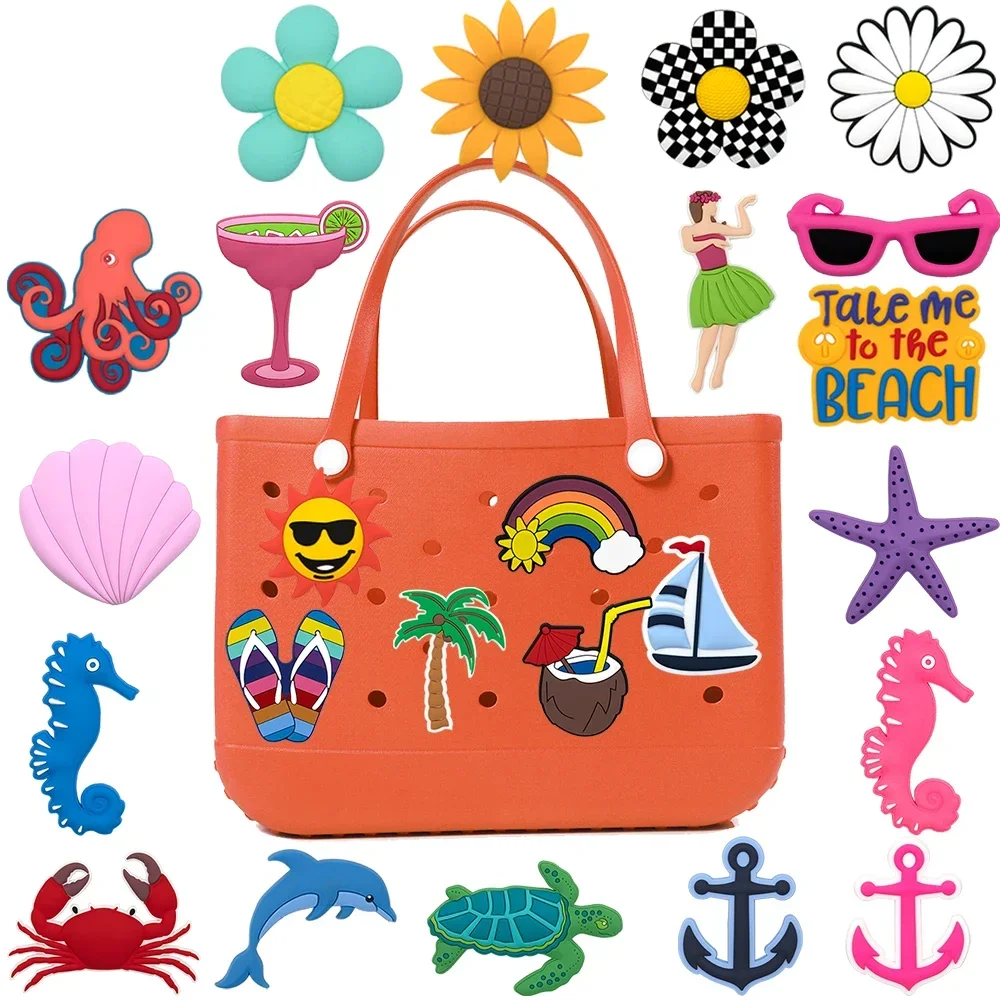 1 unidade de pingente para bolsa feminina, estilo verão, animais marinhos, coco, barco à vela, acessórios para bolsa tote, decorações de moda para bolsas