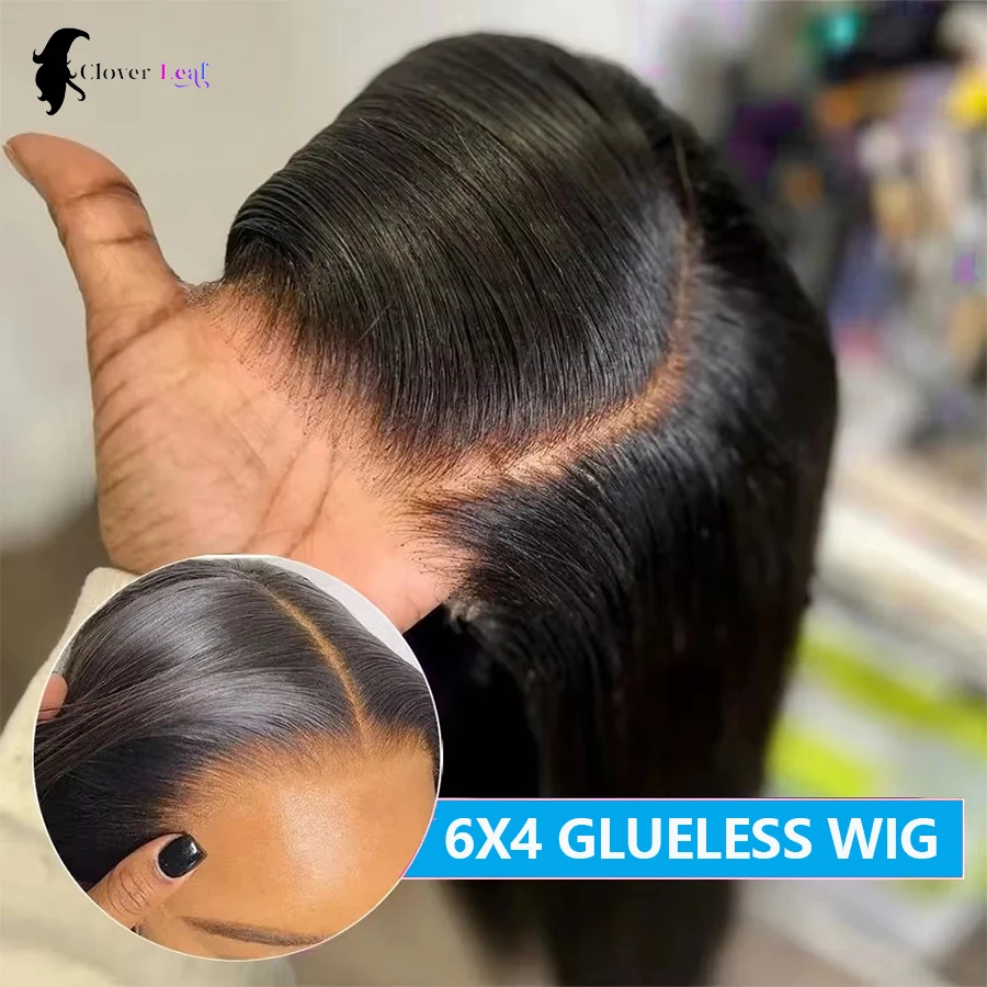 

26 Inch 6x4 Glueless Wig Human Hair Ready To Wear Straight Glueless Wigs Pre-Plucked Top Brazilian Wigs for Women Closure Wig