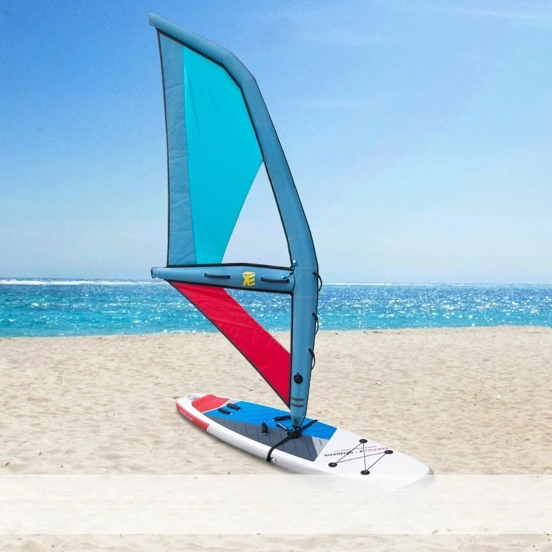 Stand-up surfing and windsurfing SUP inflatable sails, water gliding and racing wind wings