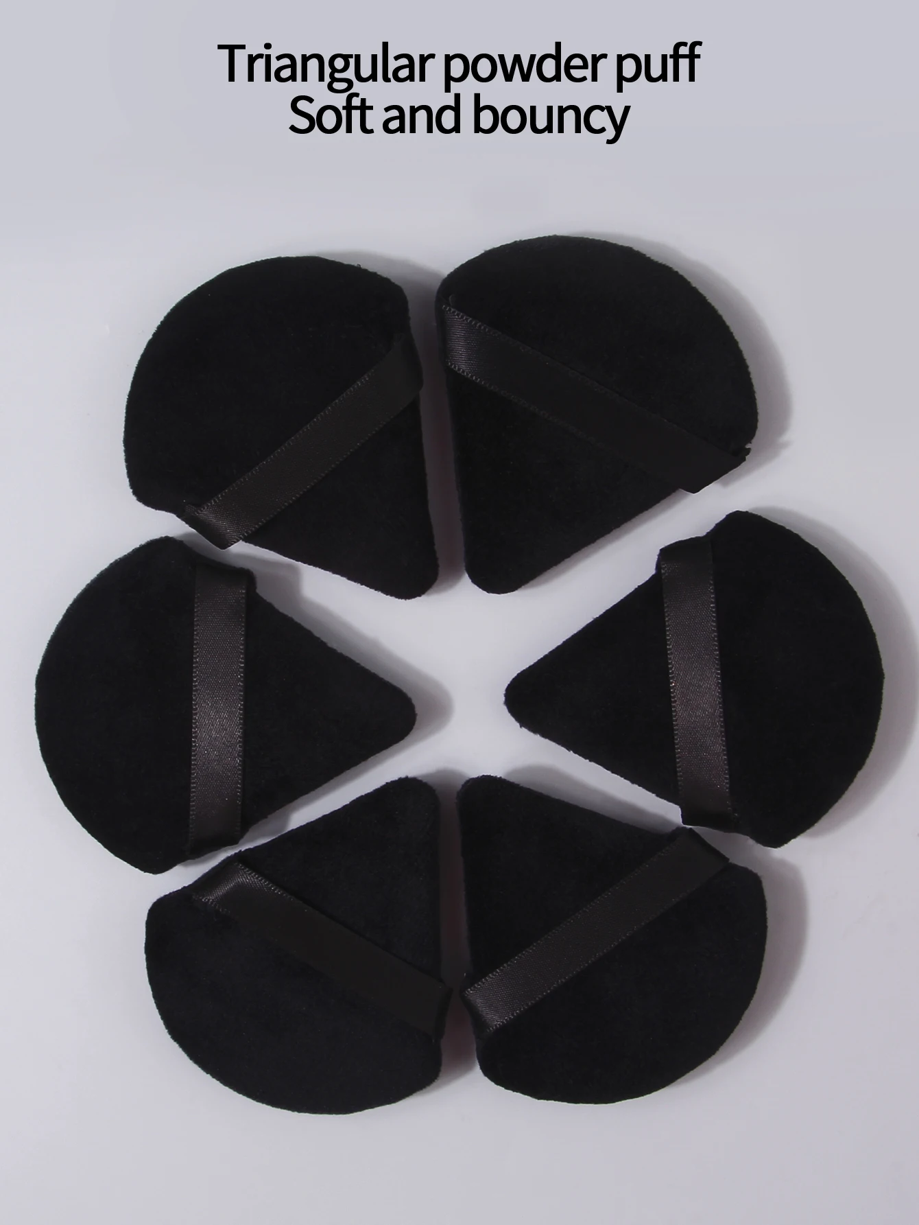 6PCS Black makeup sponge triangular powder puff, super soft, double-sided usable loose powder puff, portable honey powder puff