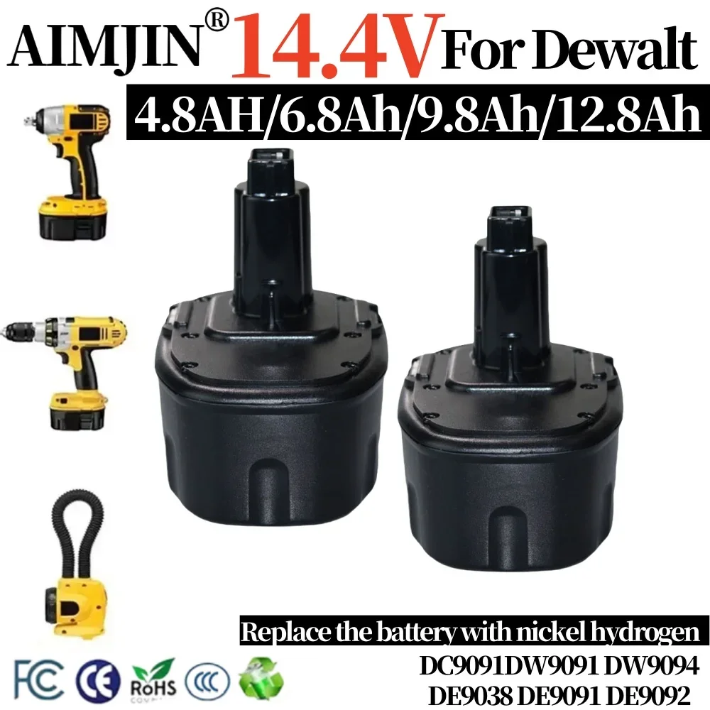 

For Dewalt 4.8-12Ah 14.4V Ni-MH Replacement Battery 14.4V XRP DC9091 DC9094 DW9091 DE9091 DE9092 14.4 Volt Cordless Power Tools