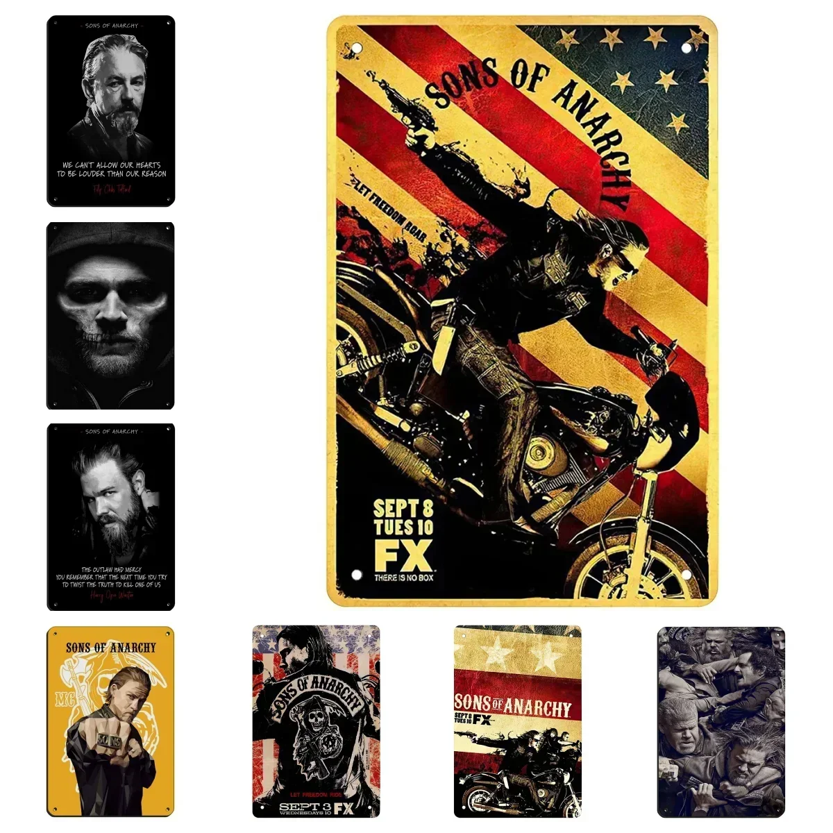 Plaque en métal vintage Sons of Anarchy Fear The Reaper, décoration murale pour ferme, maison, café, 12*8 I