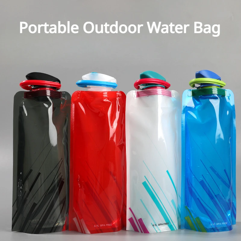 700mL Reusable Sports Travel Portable Collapsible Folding Drink Water Bottle Kettle Outdoor Sports Plastic Water Bottle 4 Colors