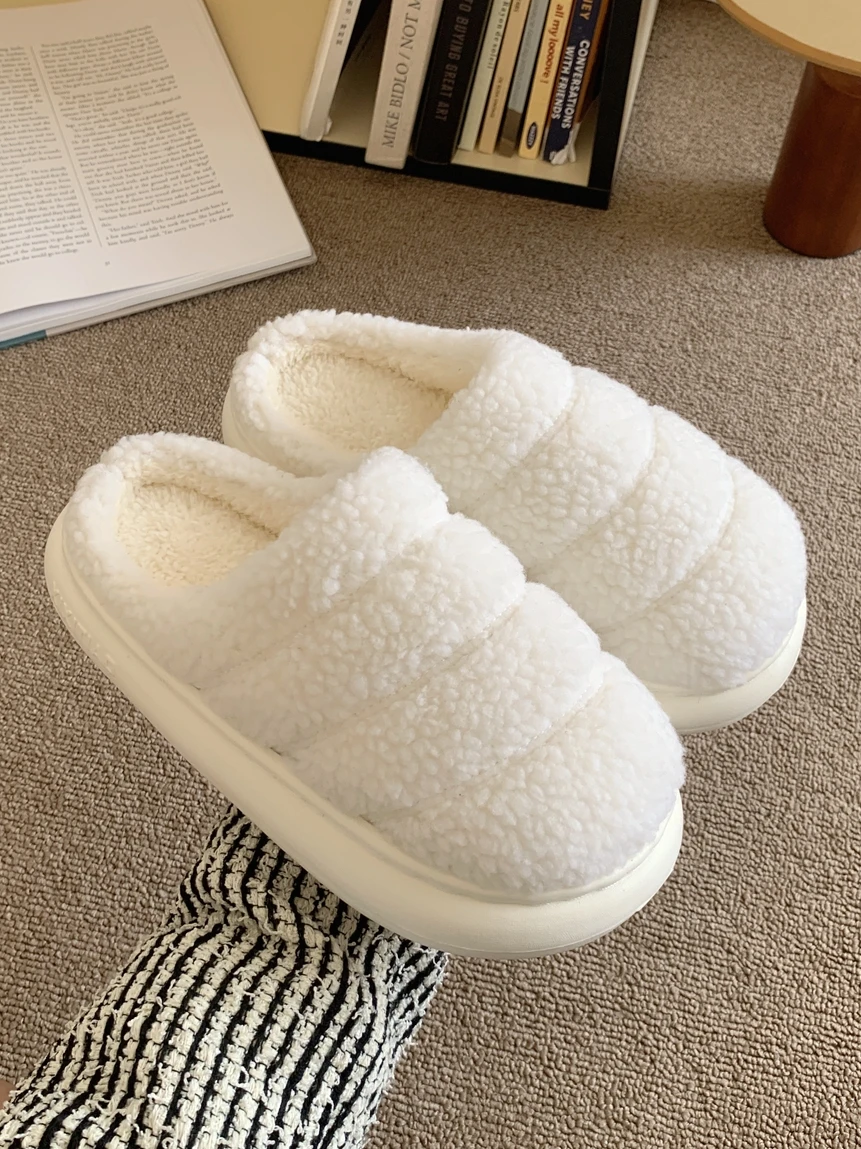 Man Women Slipper Soft Sole Slip Resistant Warm Lamb Wool Cotton Home Slippers For Couples Thick Sole Winter Home Slippers