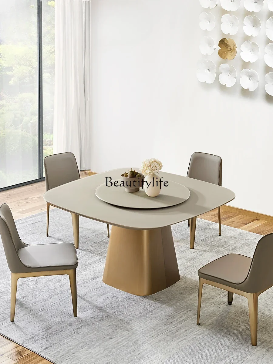 

02ls 18Italian minimalist creative personalized glass square dining table high-end dining room table