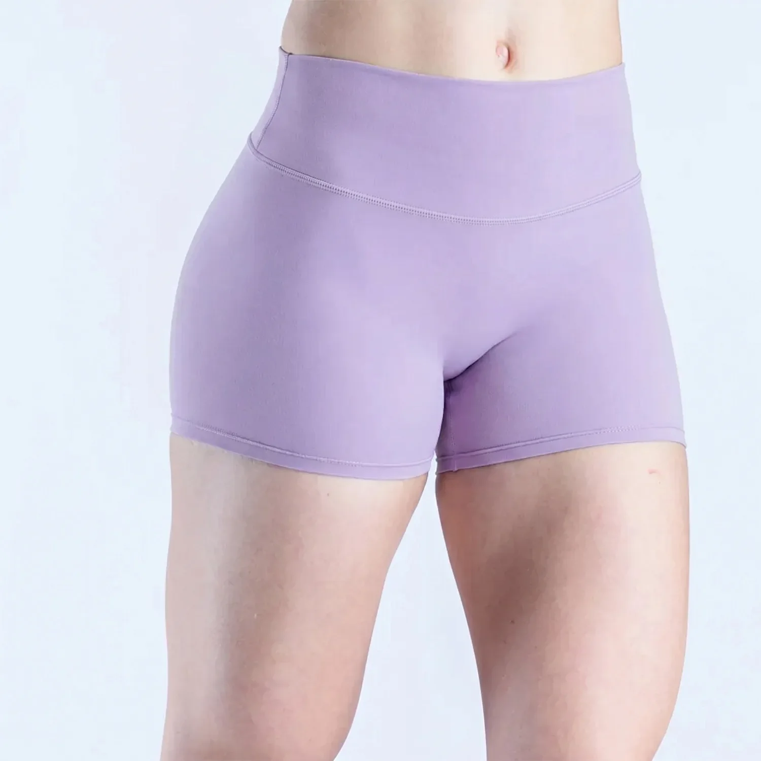 LOGO Ladies 3 Inch High Waist Naked‑Feeling Yoga Shorts Tummy Control Hip Lifting Quick‑Drying Fitness Shorts for  Gym Training