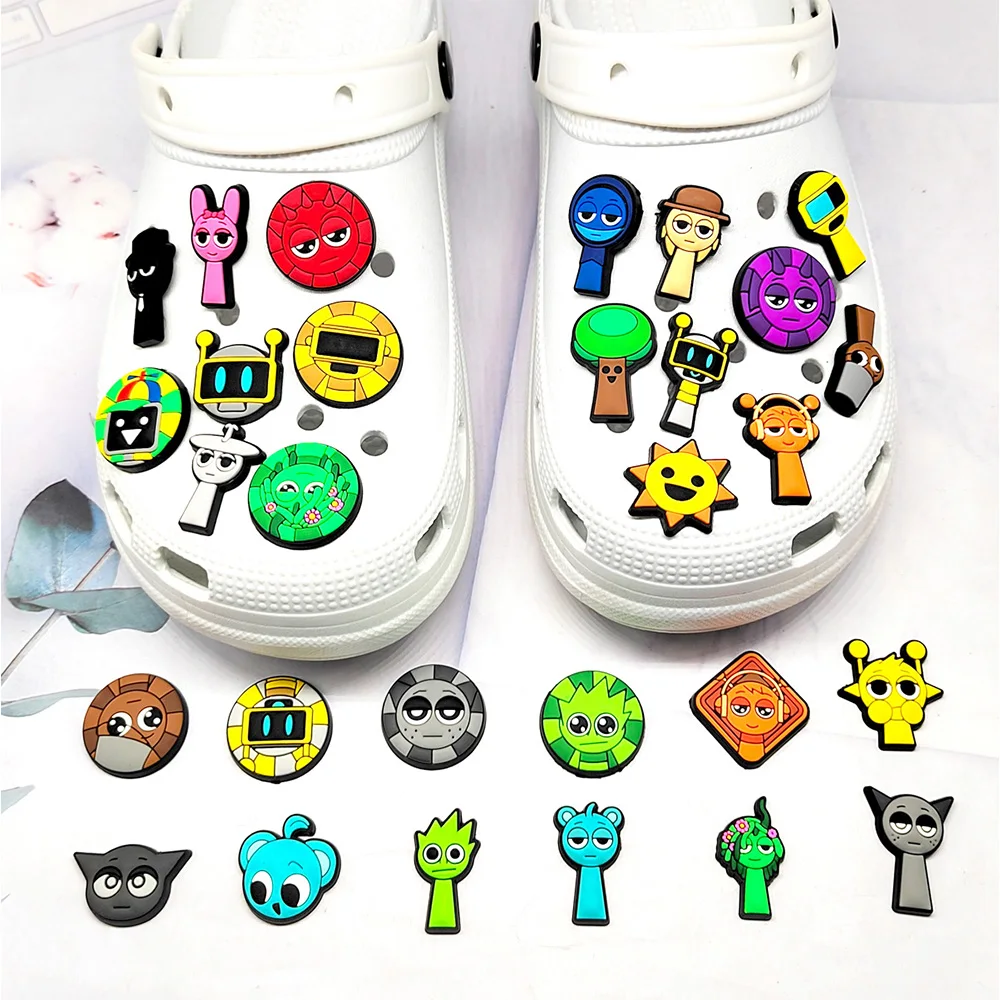 Bestseller 16-100 Stück Cartoon Sprunki Spiel-Serie PVC Schuh-Charms Zubehör für Sandalen DIY Abnehmbare Schuh-Dekorationen – Detail 4