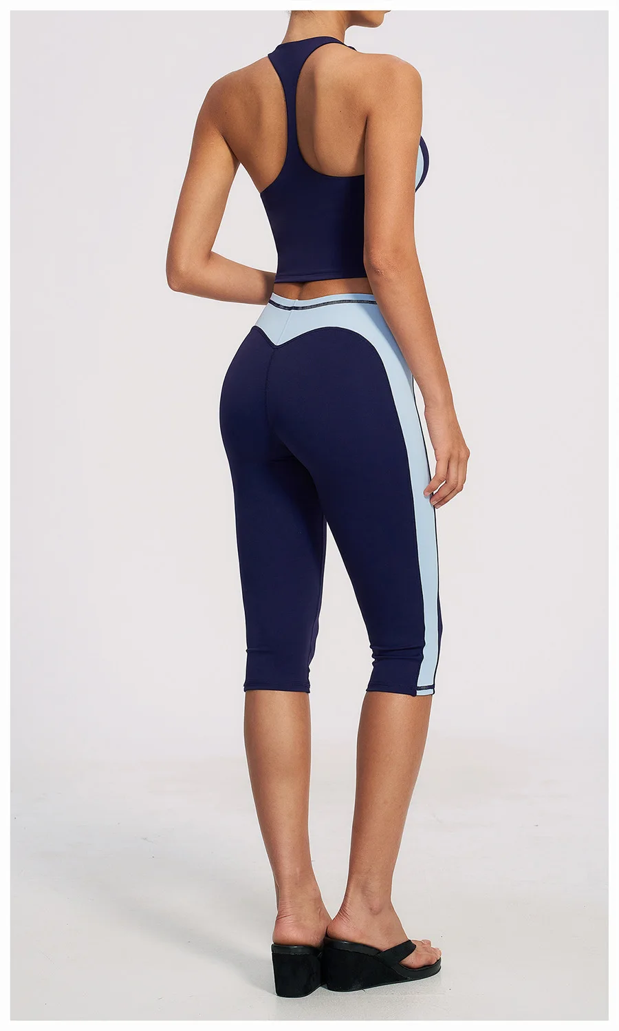 Yoga-Set 2-teilig Workout-Outfit Damen Trainingsanzüge Fitness-Weste Kurze Sporthose Ärmellose Capri-Hose Sportbekleidung Sport-BH Kleidung – Detail 12