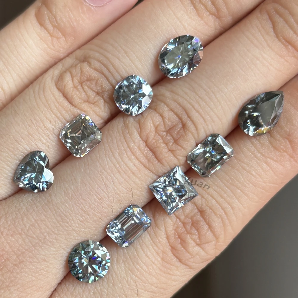 Multiple shapes Loose Moissanite Stone Gemstone Grey Color VVS1 Bright 0.5-5ct With GRA Certificate Best Quality