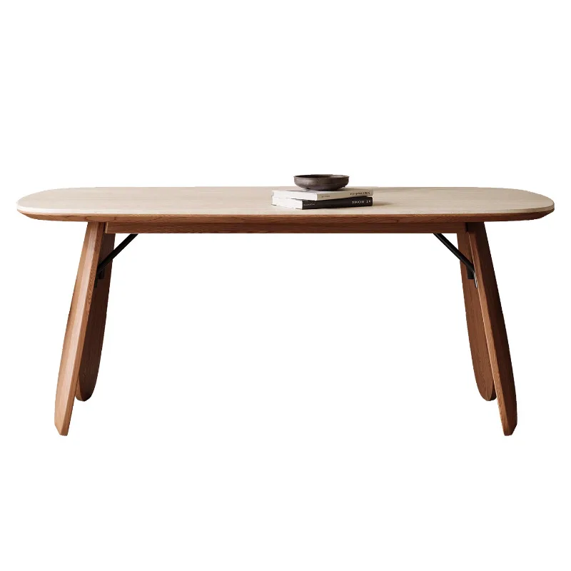 

Travertine rockdining table Middle ancient wabi-sabi wind small apartment home dining room Rectangle solid wood dining table
