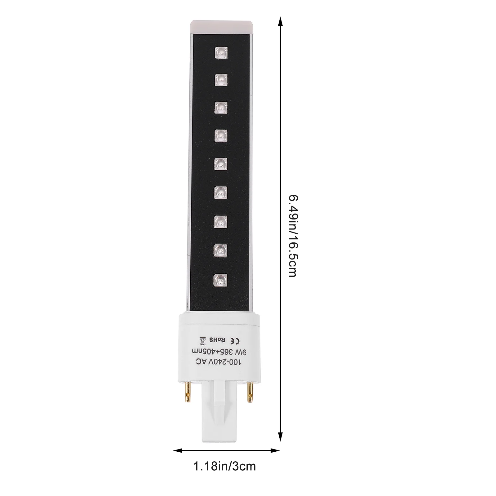 

9 W Phototherapy Machine Lamp Nail Gel Curing UV LED Light Bulb Tube Black for Quick Dry Glass