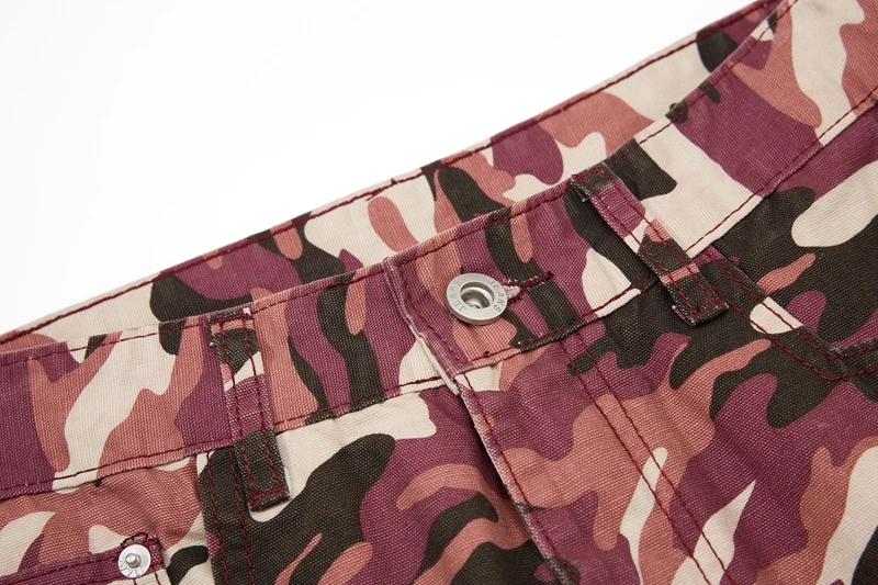 Y2K Mode Rosa Camo Schlagjeans für Herren Slim Fit Retro Tarnmuster Denim-Hosen Skinny Tie-Dye Print Ausgestellte Jeanshosen – Detail 12