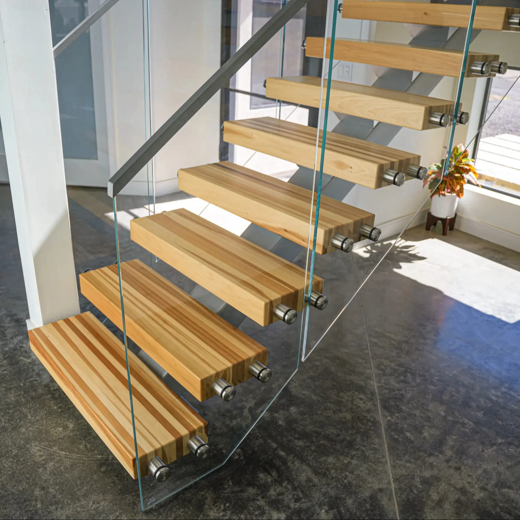 Designs Indoor Glass Stair Railings / Interior Glass Stair Railing Cost/ Standoff Railing Systems