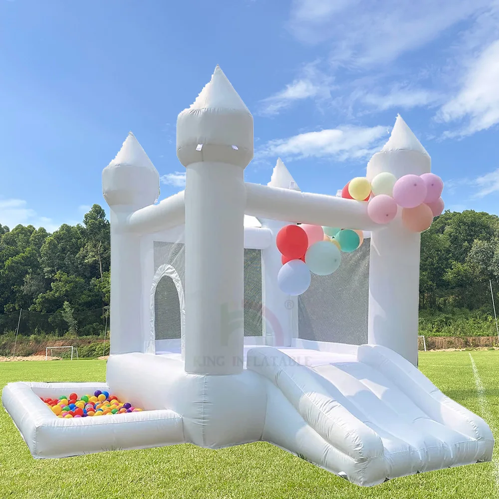 

9x9ft PVC White Mini Bounce House Inflatable With Slide Ball Pit For Kids Children Jumping Bouncer Bouncy Castle Wth Blower