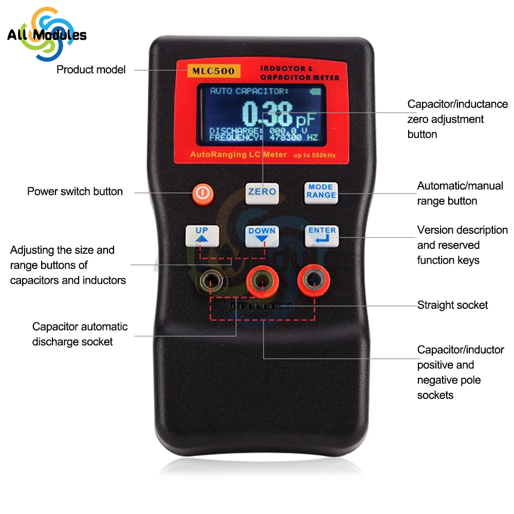 MLC500 LCD High Exactness Capacitor Meter Professional Measuring Capacitance Resistance Capacitor Circuit Tester