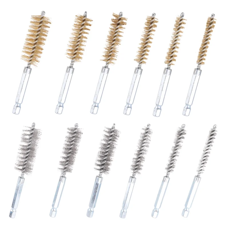 Promotion! Ensemble de brosses de nettoyage pour trous, ensemble de brosses à trous en fil d'acier, brosse de nettoyage en acier inoxydable pour perceuse à percussion électrique