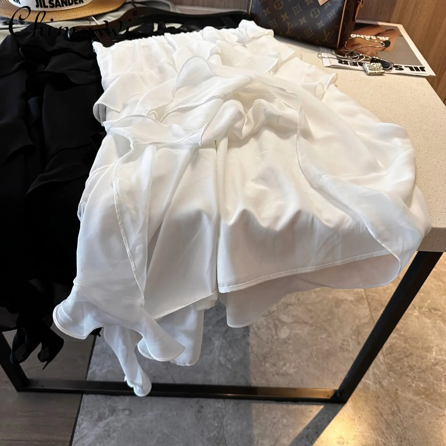 

Fashion Asymmetrical Patchwork A-line Elegant Skirt Women 2026 Summer New Elastic Slimming Ruffles Elegant Women's Skirt