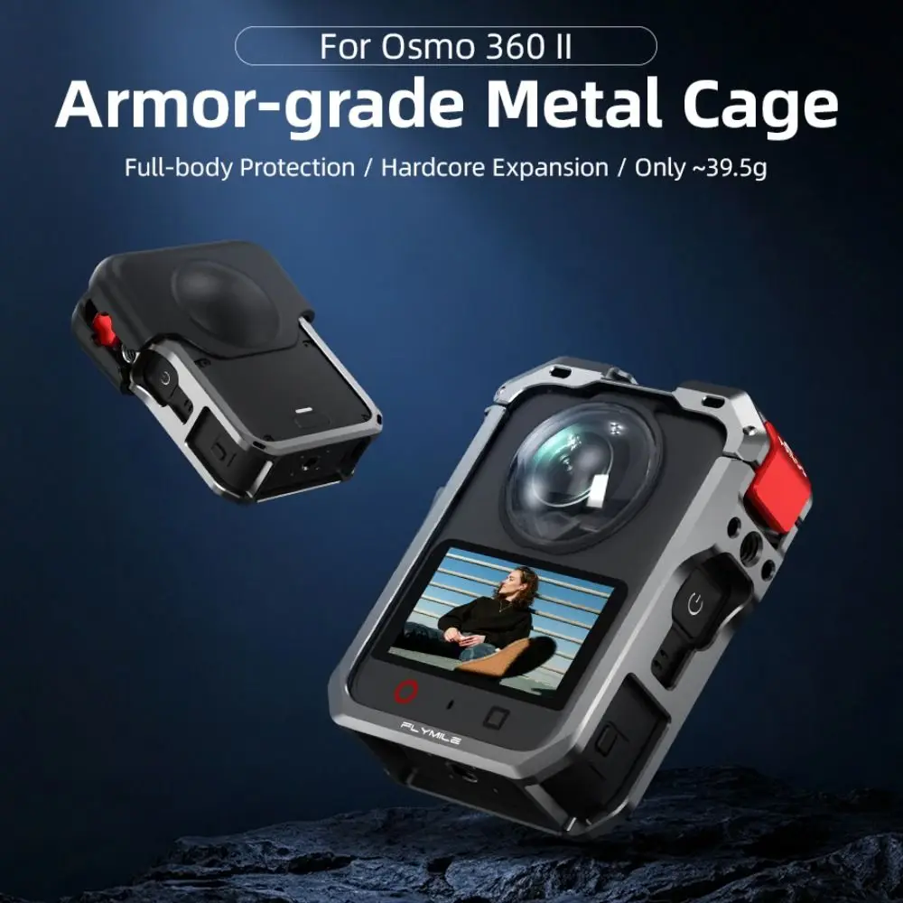 Aluminium Alloy Protective Frame Case Quick Release with Lens Cap Metal Rabbit Cage for DJI Osmo 360 II/Osmo 360