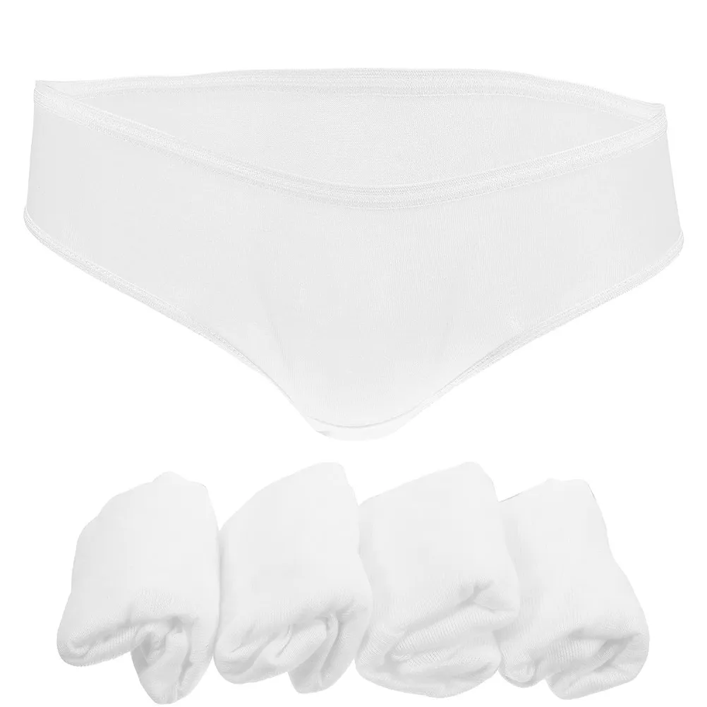 

5Pcs Knitted Fabric Disposable Underwear Men Breathable Comfortable Male Underpants for -Time Use Briefs