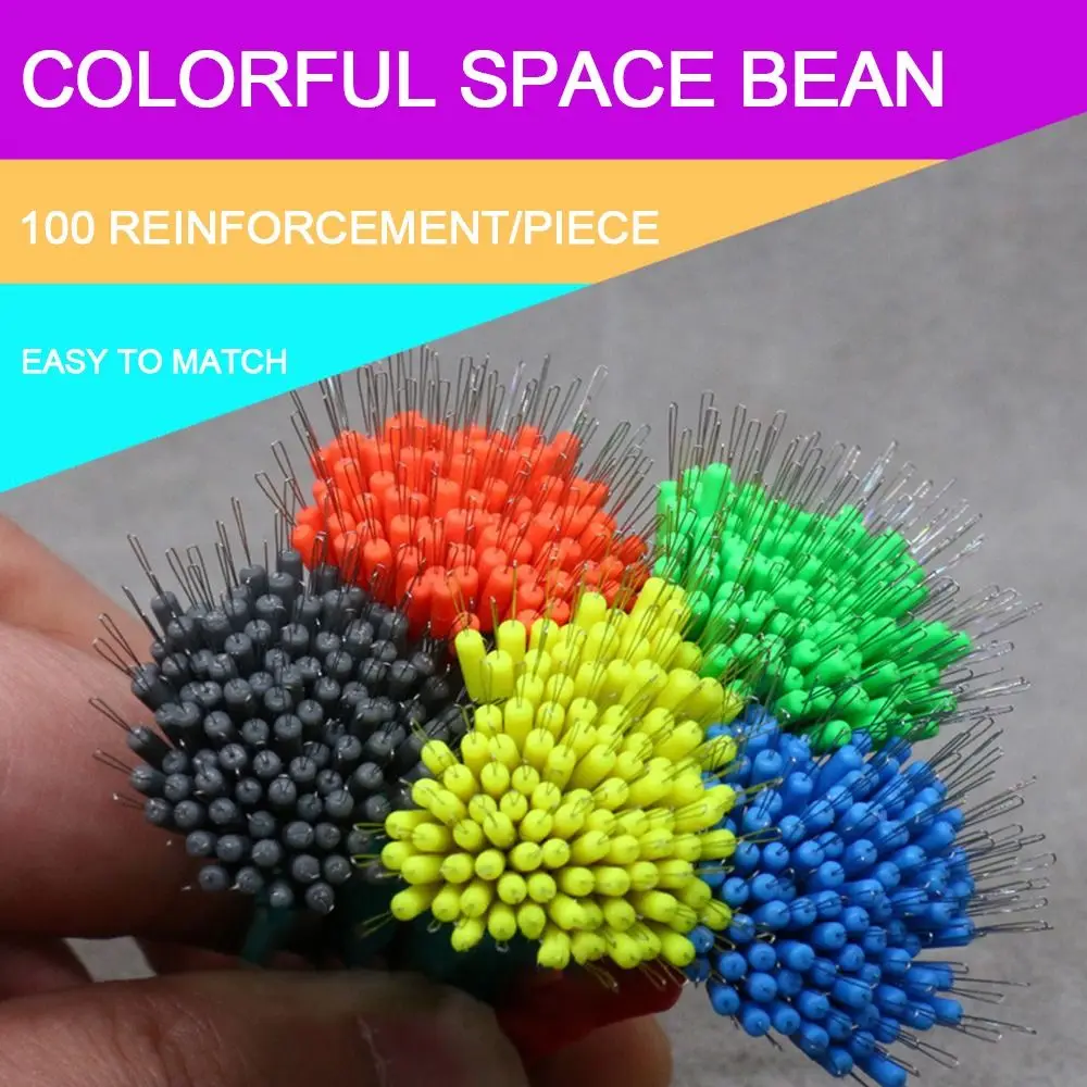 200pcs Line Tackle Accessories Fishing Bobber Stopper Float Fishing Supply Rubber Bean high concentricity 6size Space Beans