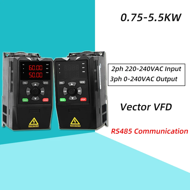 RS485 VFD 3 Phase 220VAC Variable Frequency Inverter 0.75/1.5/2.2/3/4/5.5KW Frequency Drive for Motor Speed Control