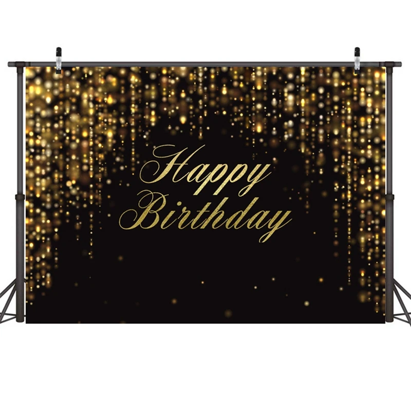 Multifunction 210X150cm Birthday Party Backdrops Gold Black Glitter Dots Photography Backdrops Photography Fabrics Easy To Use