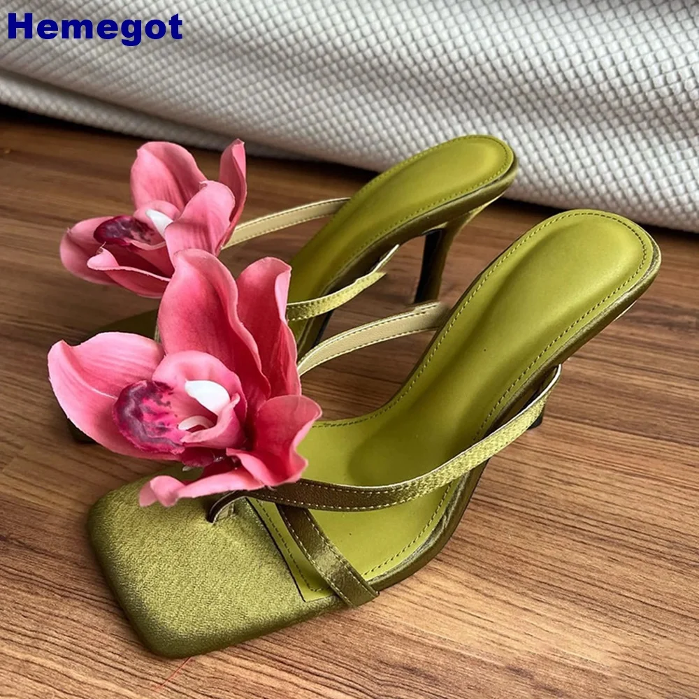 Beautiful Flower Summer Flip Flops 2024 Summer New Outdoor Casual Sweet Slides Slip On Fashion Women Beach High Heel Slippers