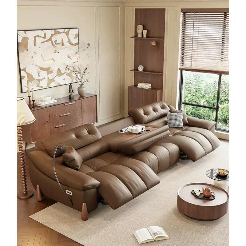 Zero against the wall Italian minimalist leather living room multi-functional electric sofa modern minimalist first-class smart