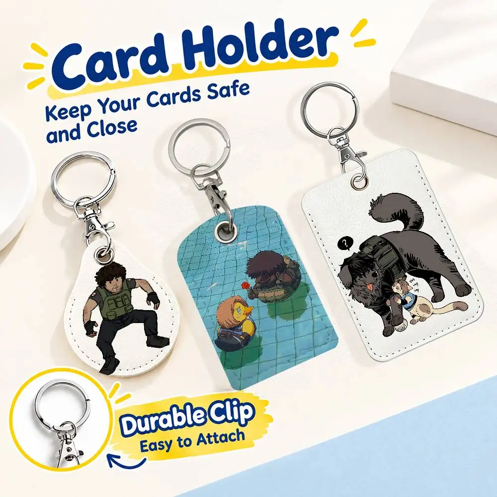 For Resident Evil Carlos Oliveira Keychain Card Holder Leather Keeps ID Cash Keys Cards Ready for School Travel Daily Errands